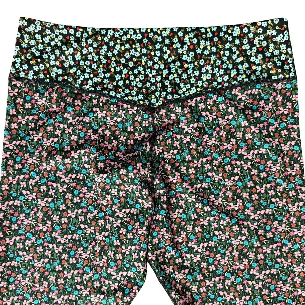 Nike One 7/8 Pink Blue Black Floral High Waist Performance Leggings Size XL